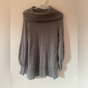 Anthropologie Cowl Neck Balloon Sleeve Ribbed Gray Women's Sweater